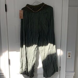 Olive Green Wide-Leg Pants